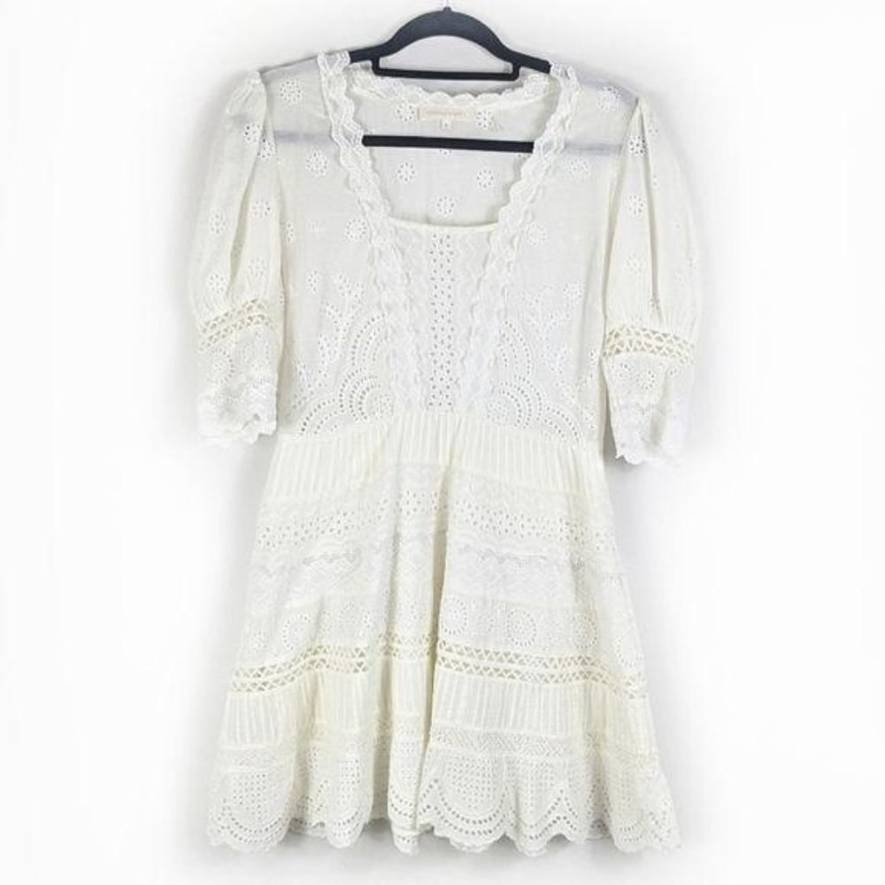 NEW LoveShackFancy Kristen Boho Dress Ivory Lace - Picture 5 of 9